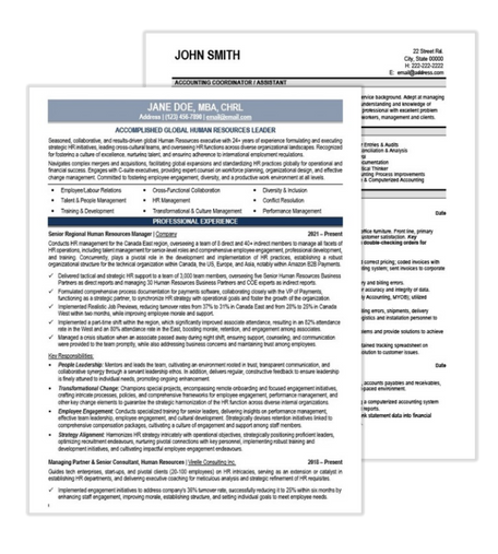 Human Resources Resume Samples